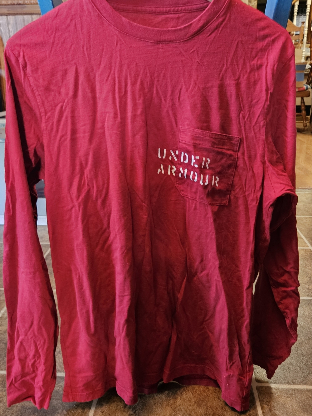 Under Armour Long-Sleeve Pocket Tee in Deep Red